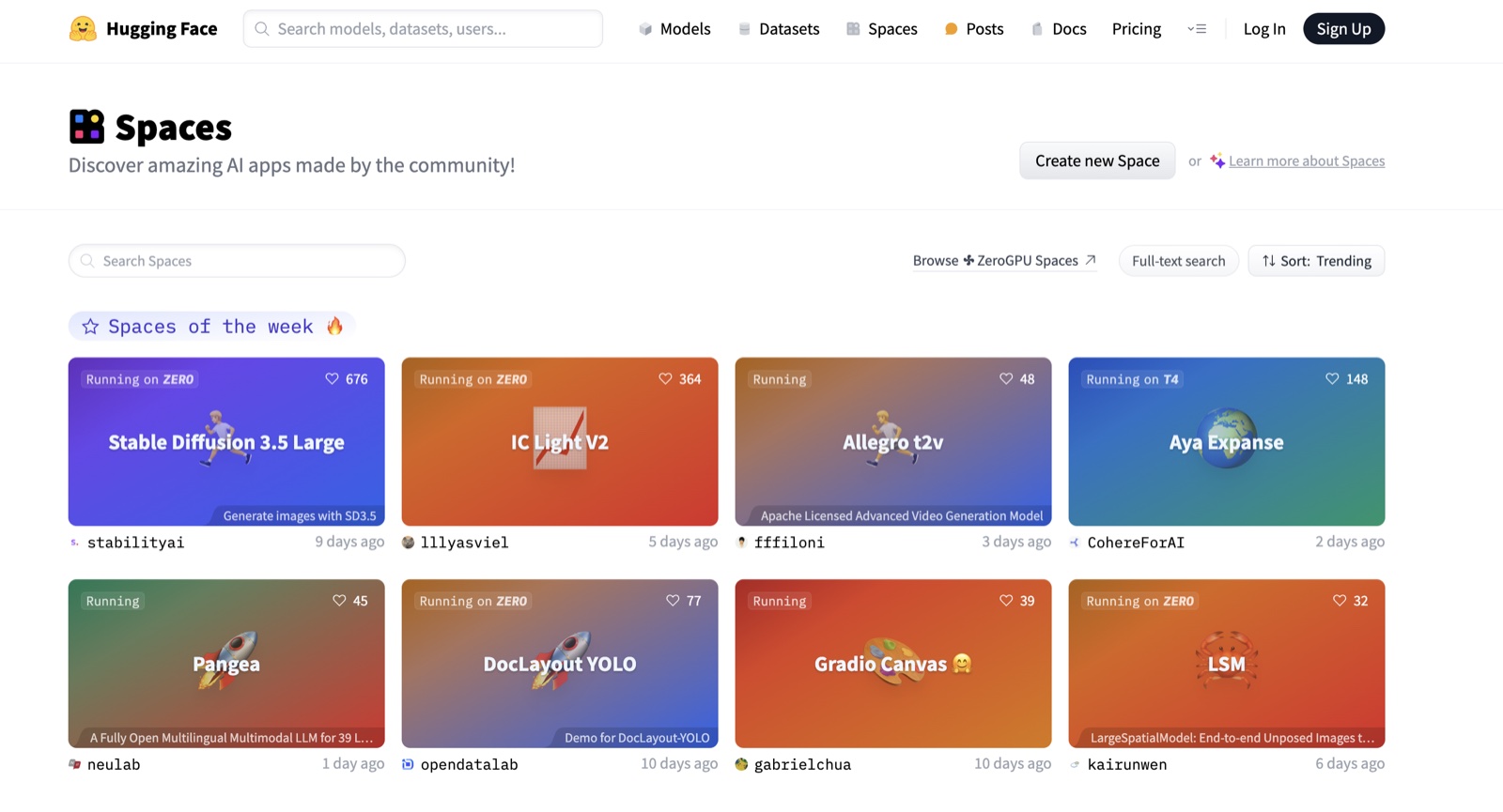 Hugging Face Spaces Gallery